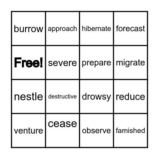 VOCAB LESSON 3 Bingo Card