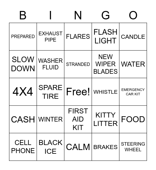 NICOLET WINTER DRIVING BINGO!! Bingo Card