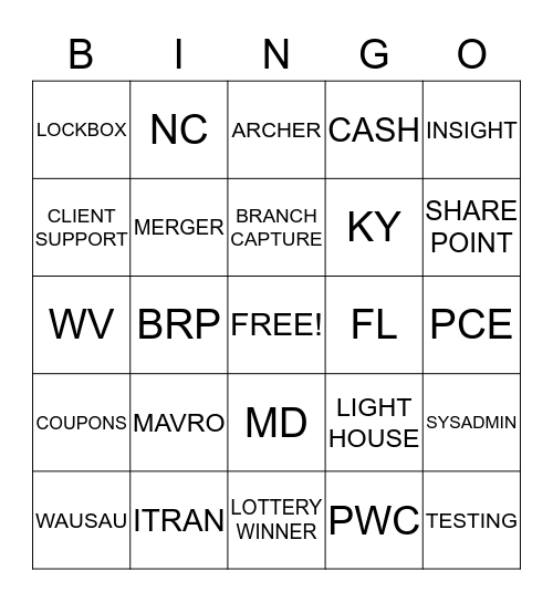 LOCKBOX FUN Bingo Card