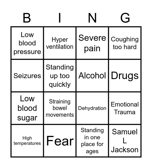 Police fainting trigger bingo Card