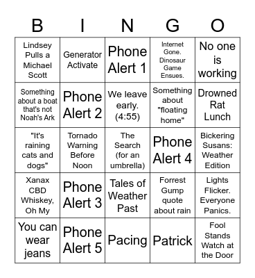 Bad Weather Bingo Card
