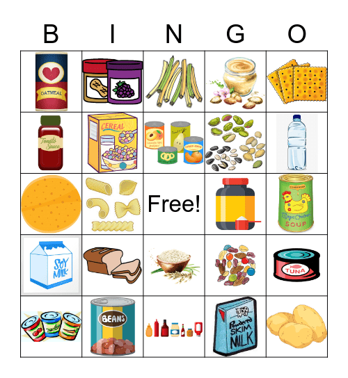 Emergency Food Supply Bingo Card