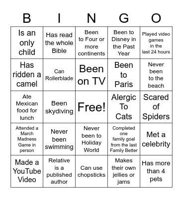Family Better Bingo Card