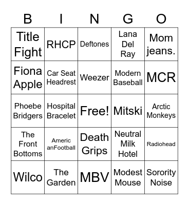 Manipulator Music Bingo Card