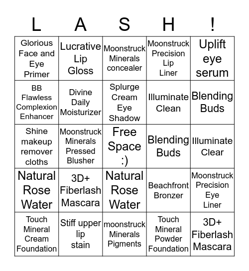 LASH BINGO Card