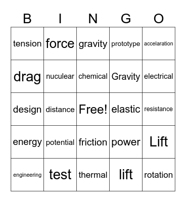 Rubber band racers Bingo Card