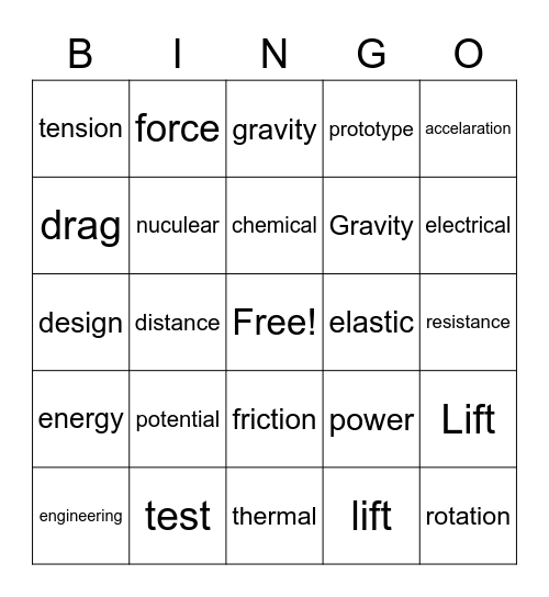 Rubber band racers Bingo Card