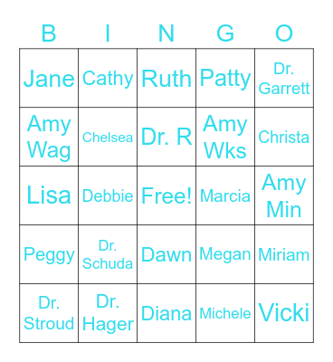 People Watching Bingo Card