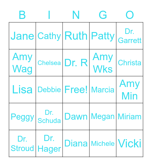 People Watching Bingo Card