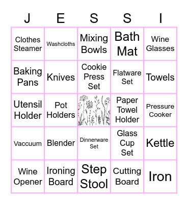Jessi's Bridal Shower Bingo Card