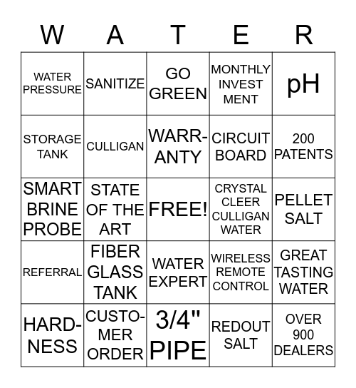 CULLIGAN WATER Bingo Card