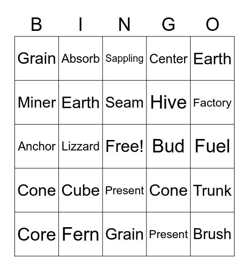 Vocab Bingo Card