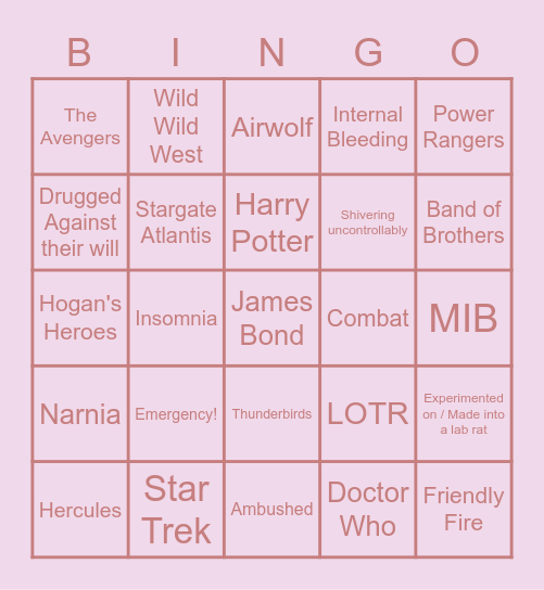 Fandom Bingo Card