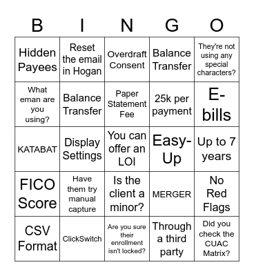 Coach Bingo! Bingo Card
