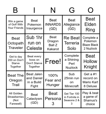 Summer Bingo Card