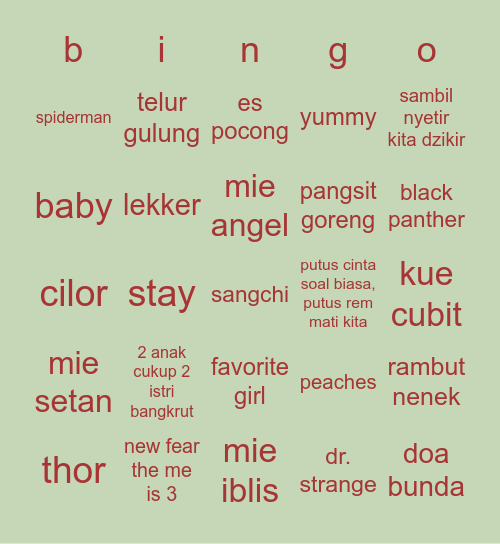 hui ✿𓂃 .⋆. Bingo Card