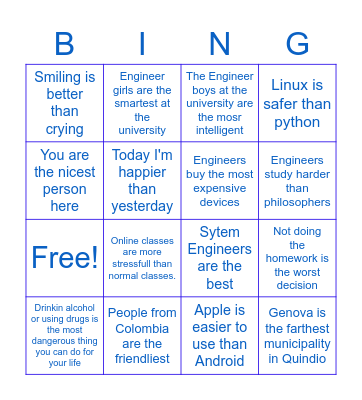 Comparatives and Superlatives Bingo Card