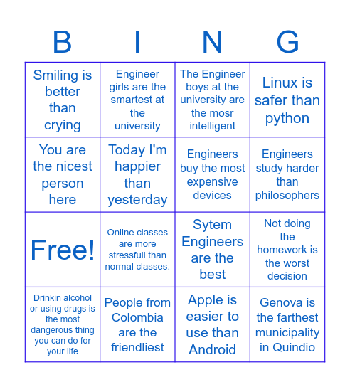 Comparatives and Superlatives Bingo Card