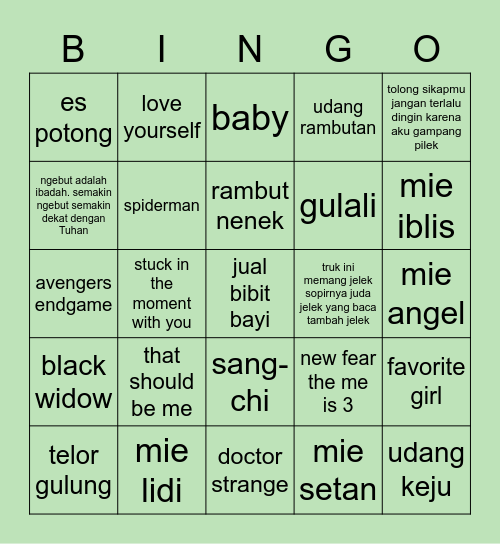 joomyoung Bingo Card