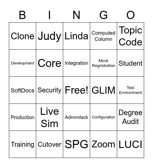 LUCI Bingo Card