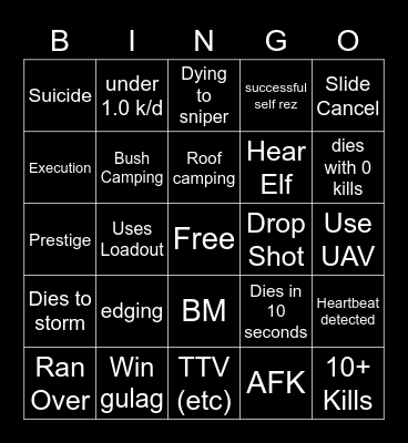Big Puffer Warzone Bingo Card