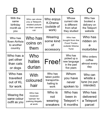 Teleport Bingo! Bingo Card