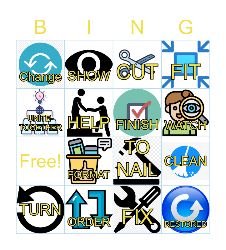 REPAIRS VERBS Bingo Card