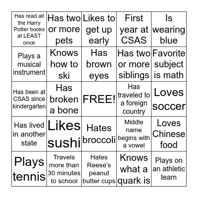 Advisory BINGO Card