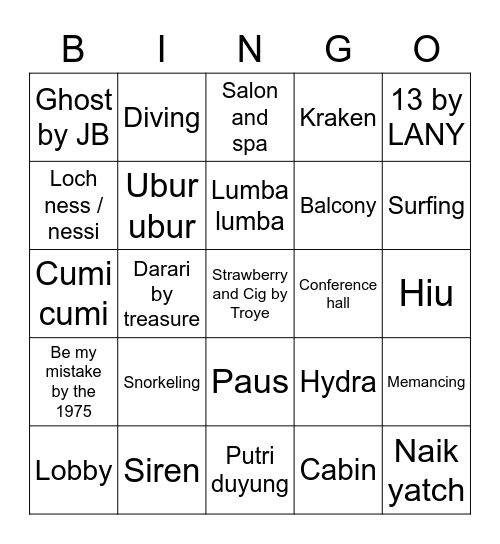 Helios's Bingo Card