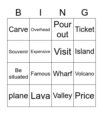 A VACATION ABROAD Bingo Card