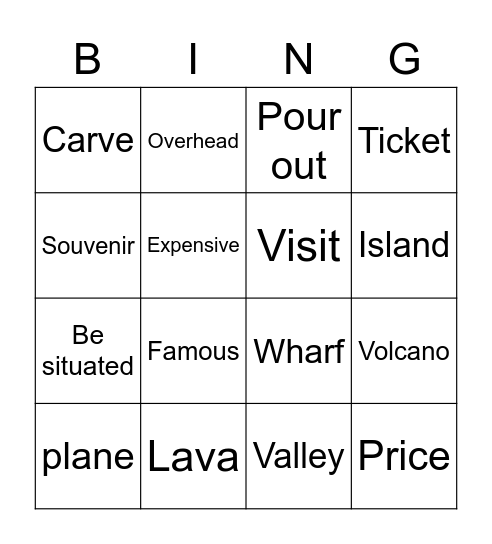 A VACATION ABROAD Bingo Card