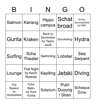 Bingo Aisie Bingo Card