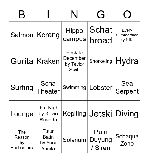 Bingo Aisie Bingo Card