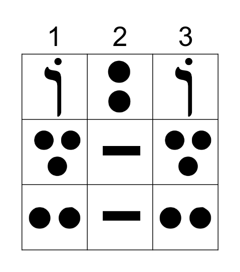 First 7 Nekudos (Names) Bingo Card
