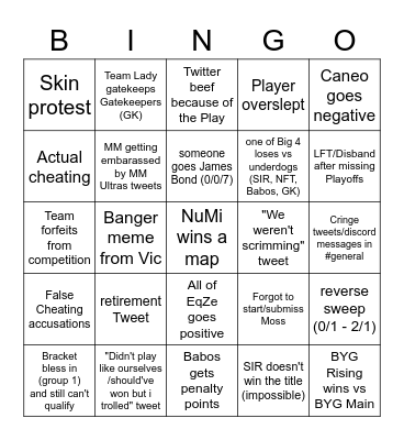 SEL Spring Series Edition Bingo Card