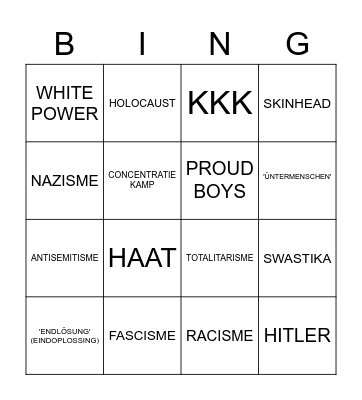 AMERICAN HISTORY X Bingo Card