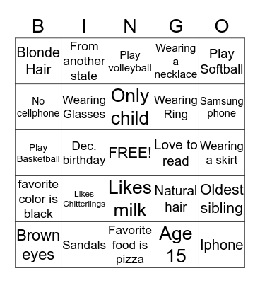 Who Are You! Bingo Card