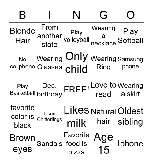 Who Are You! Bingo Card