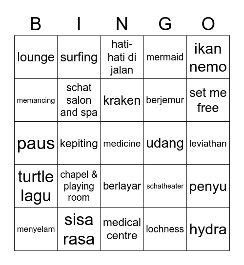 Belongs to Andrea Bingo Card