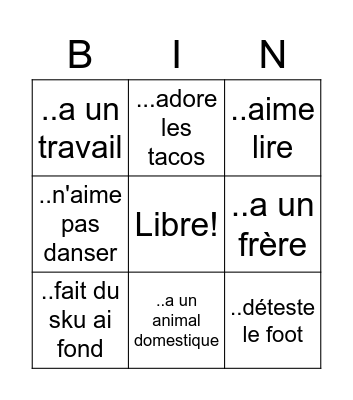 Trouvez quelqu'un qui Bingo Card