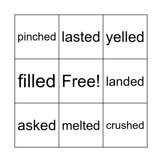 Suffix -ed Bingo Card