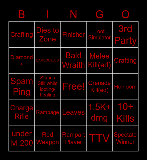 Juicy's Apex Legends Bingo Card