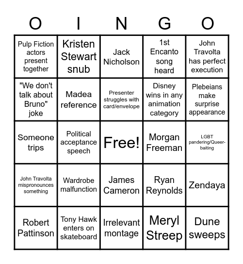 Litttle Goid Man Bingo 2k22 Bingo Card
