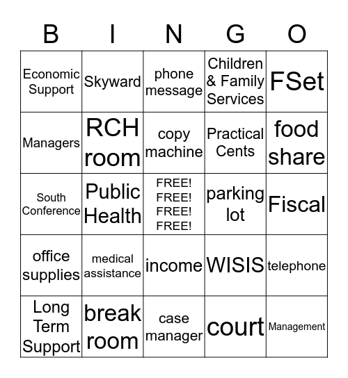 Social Bingo Card