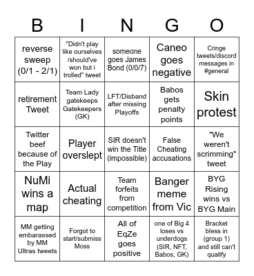 SEL Spring Series Edition Bingo Card