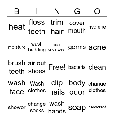 hygiene 2 Bingo Card