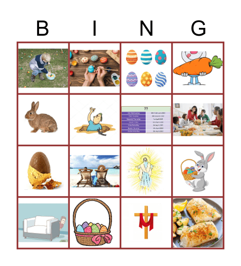 4th grade - Lent BINGO Card