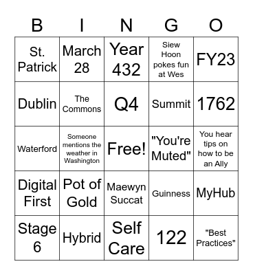 March FY22 HQ Connection Call Bingo Card