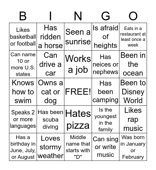 Untitled Bingo Card