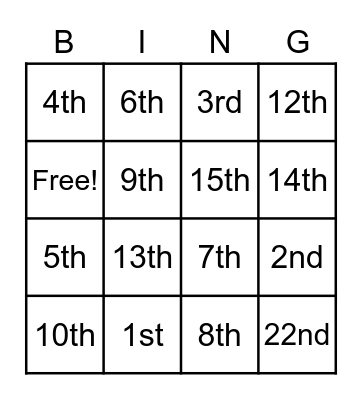 Amendments Bingo Card